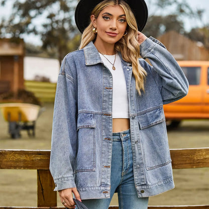 Timeless Retro Blue Jeans Jacket for Ladies