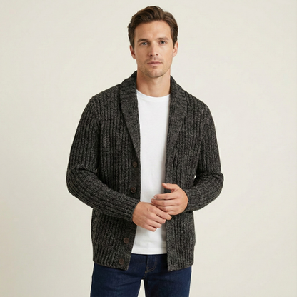Thick Knit Men's Shawl Collar Sweater Cardigan