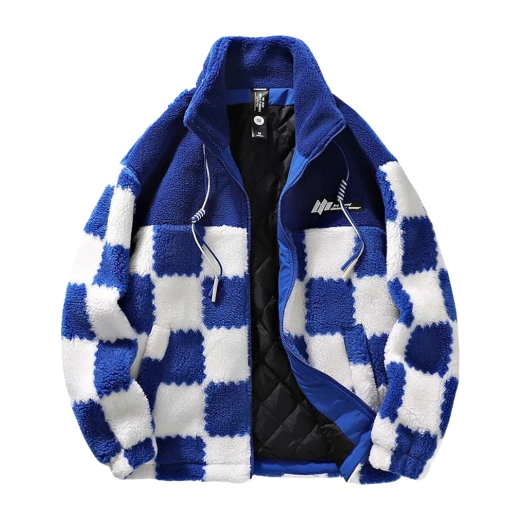 Men's Plaid Zip Up Coat - Olytrend