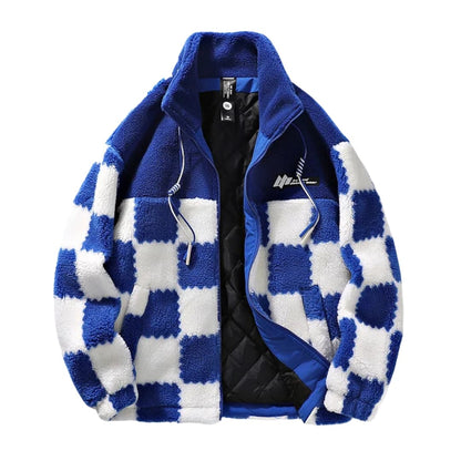 Men's Plaid Zip Up Coat - Olytrend