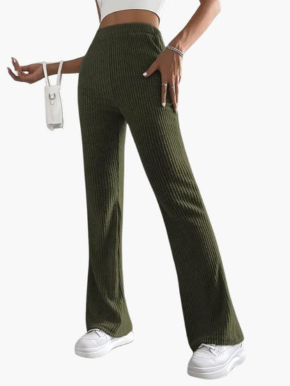 Soft High Waisted Knit Trousers for Women – Relaxed Fit Pants