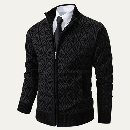 Stylish Men's Diamond Quilted Knit Blazer Jacket