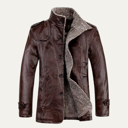 Thermal Men's Fleece Lined Leather Biker Jacket