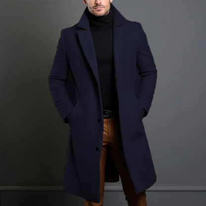 Classic Wool Fitted Coat | Notch Lapel Overcoat