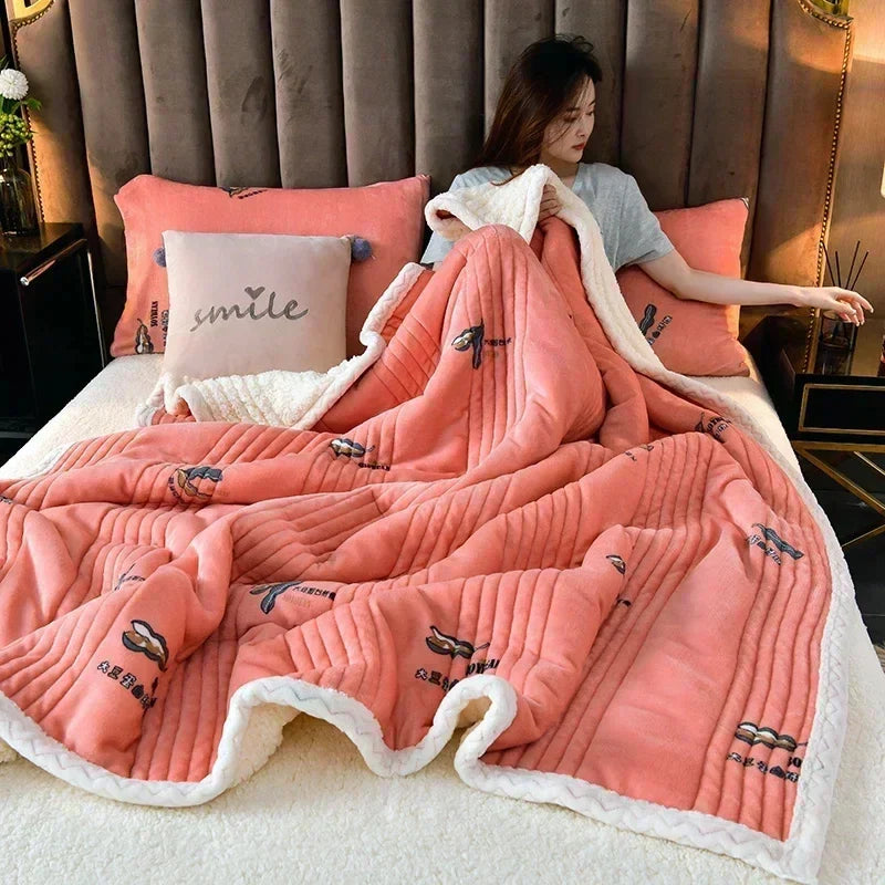 Cozy Floral Sherpa Throw Blanket