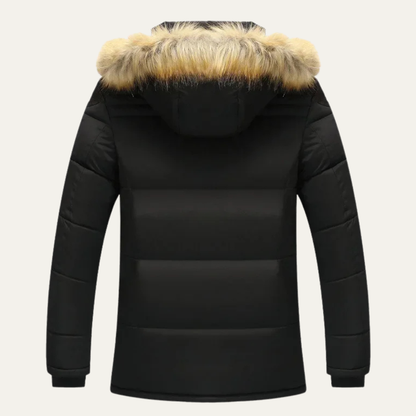 Luxury Men's Hooded Faux Fur Parka Coat