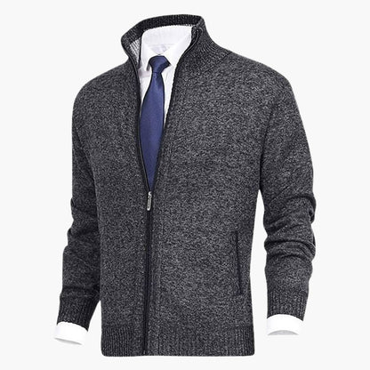 Men's Crew Neck Zipper Sweaters with Ribbed Sleeves