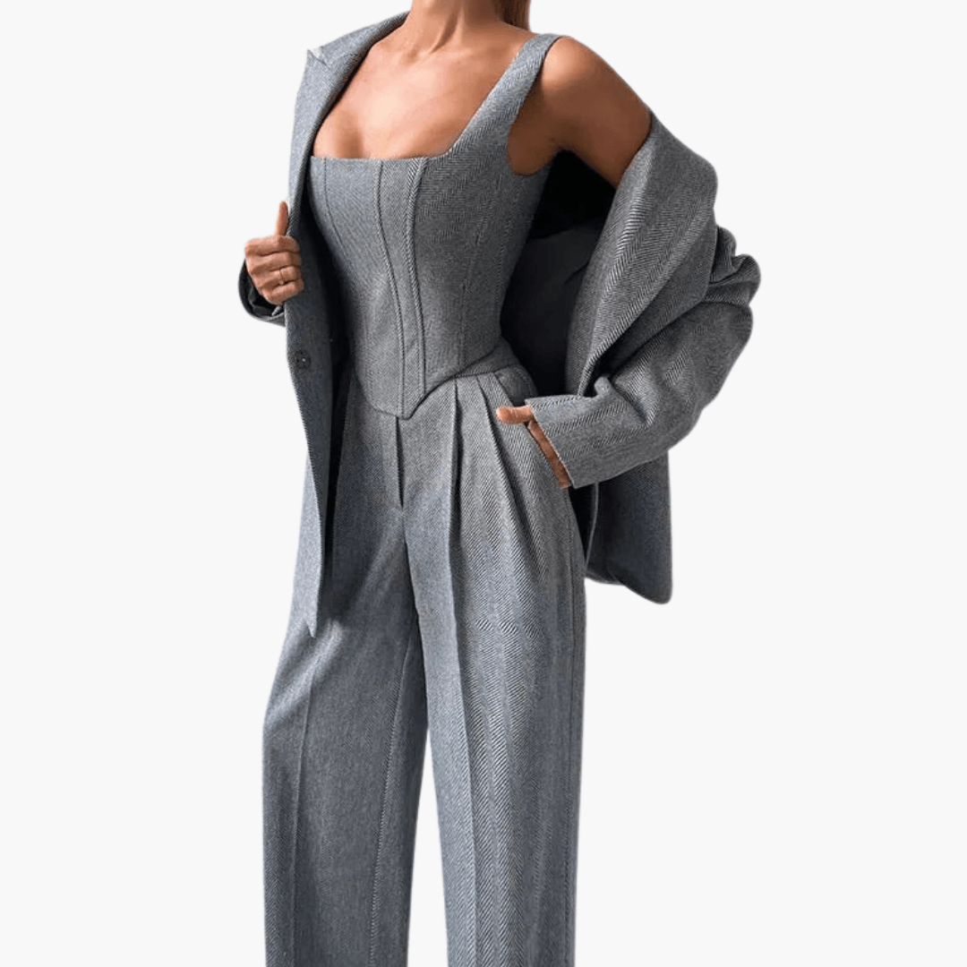 Women's Fitted Blazer Pantsuit - Chic and Professional