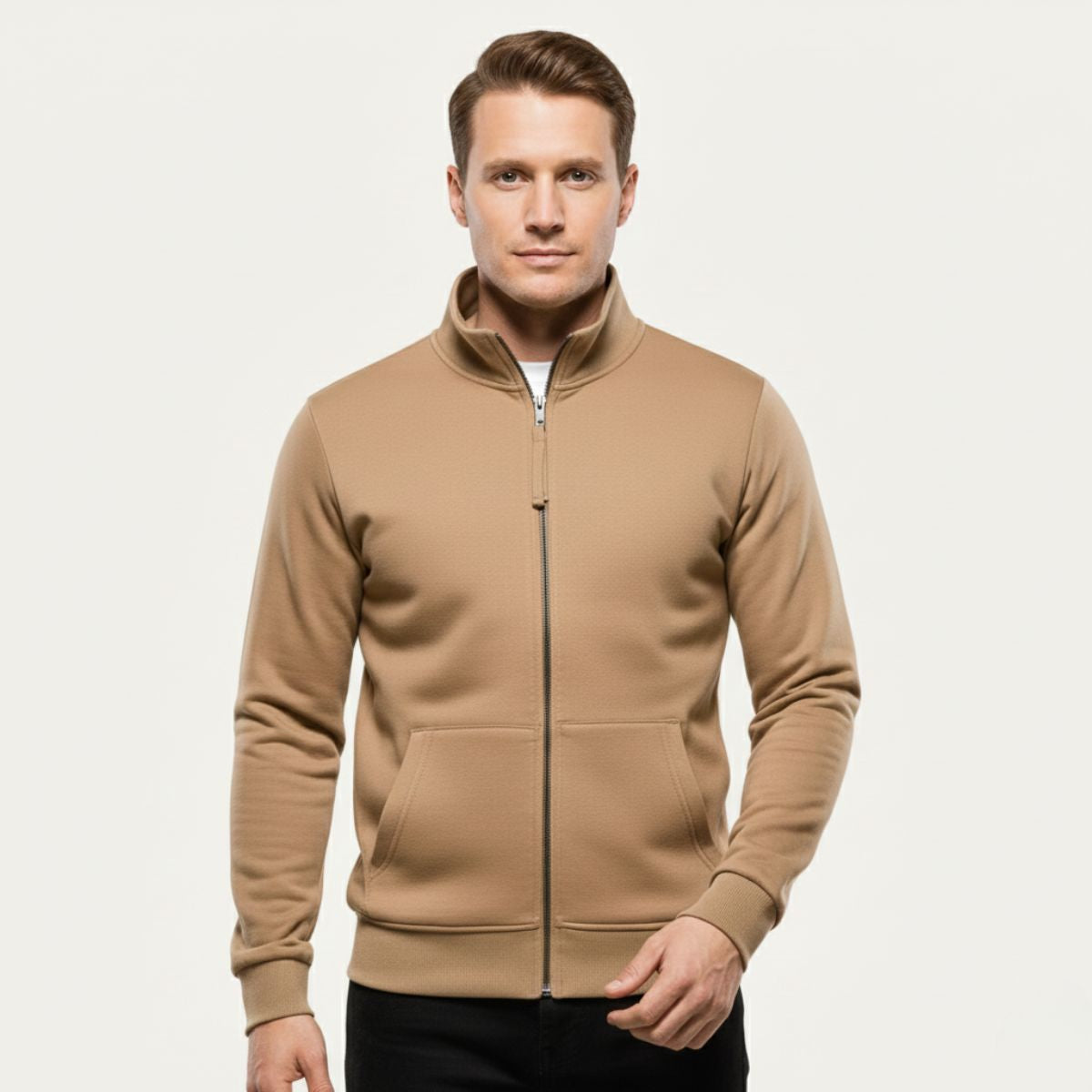Relaxed Fit Men's Zipper Cotton Bomber Jacket