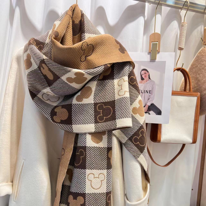 Cozy Soft Checked Fringed Winter Scarf