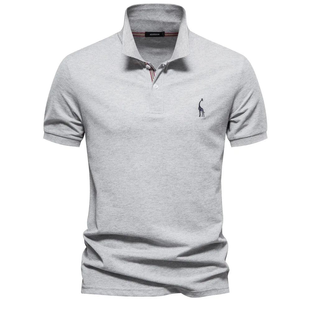Premium Polo Shirt with Embroidered Deer Design