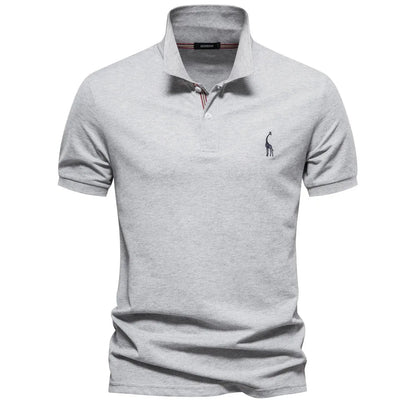 Premium Polo Shirt with Embroidered Deer Design