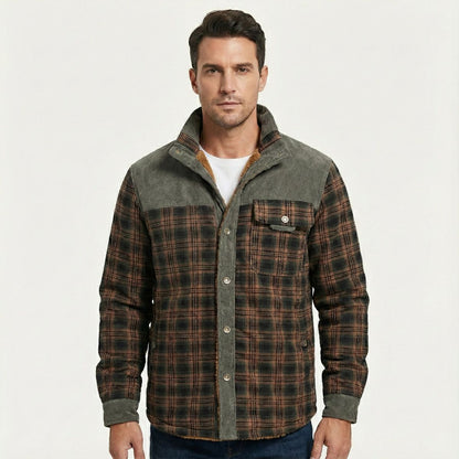 Warm Plaid Check Men's Winter Coat