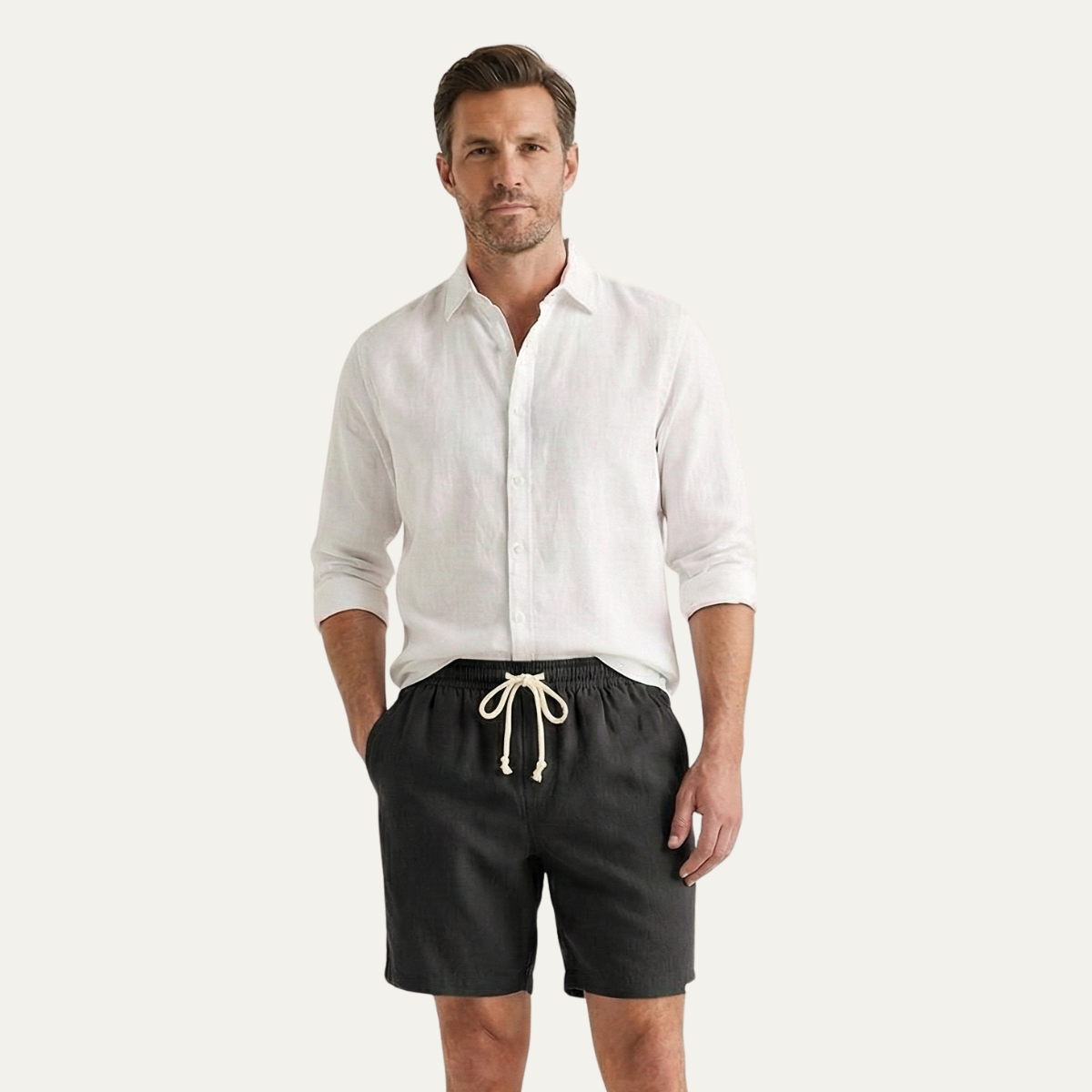 Casual Linen Drawstring Shorts for Men