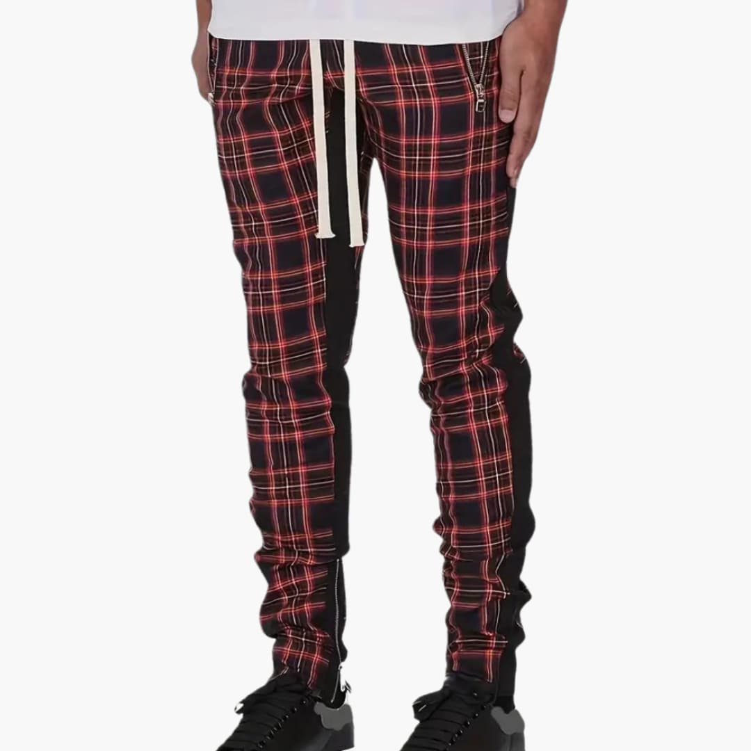 Lightweight Summer Linen Pants with Plaid Design