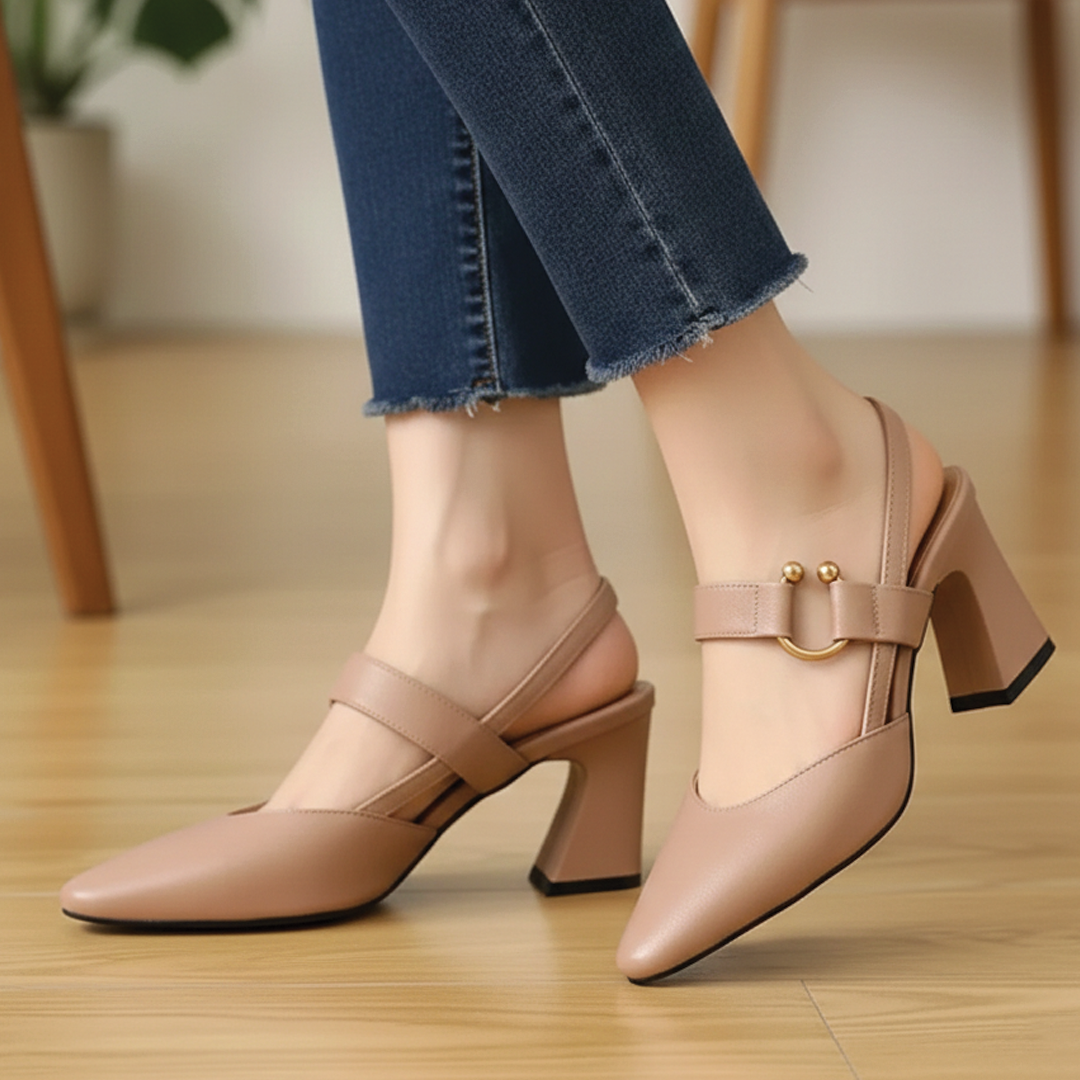 Comfortable Low Block Heel Slingbacks