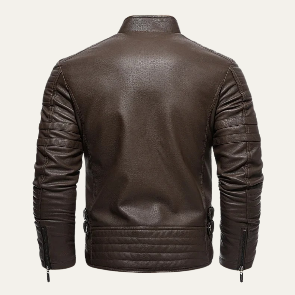 Brown Mens Classic Faux Shearling Leather Coat