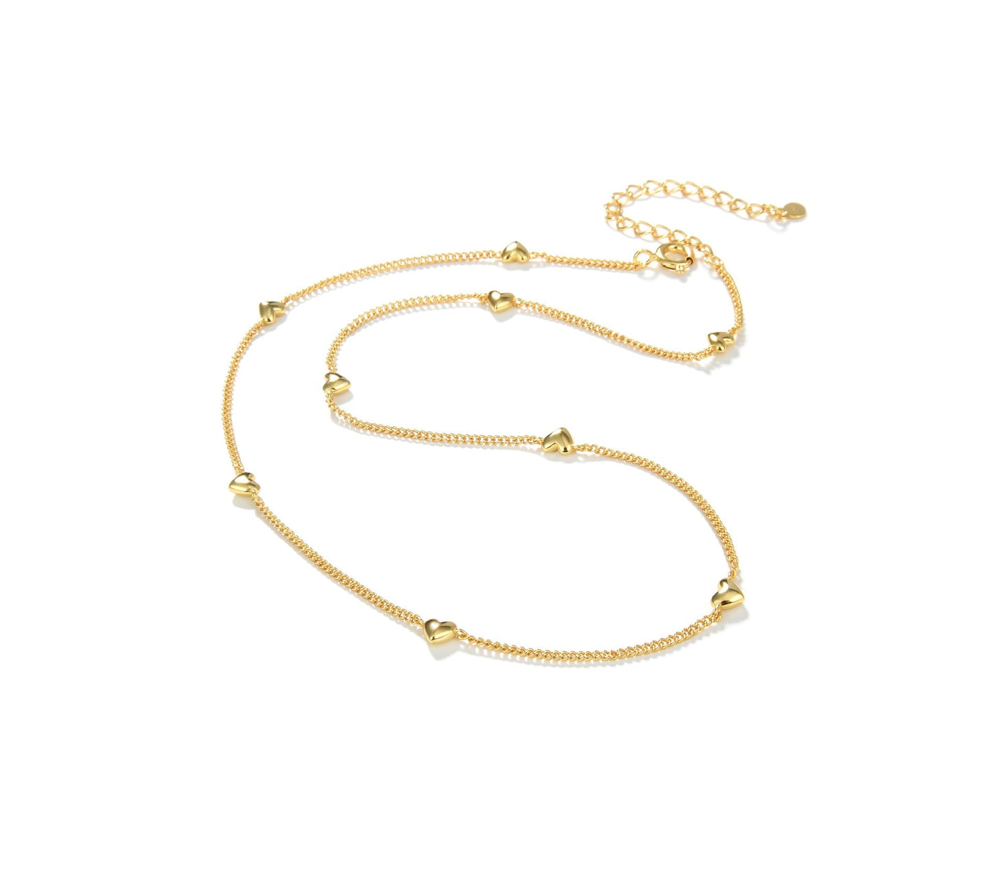 Elegant 18K Gold Plated Silver Heart Pendant Necklace