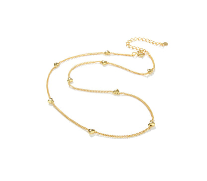 Elegant 18K Gold Plated Silver Heart Pendant Necklace