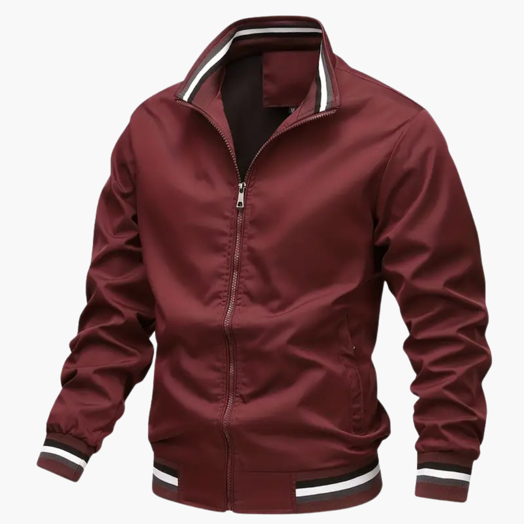Men's Zip Up Jacket with Textured Trim