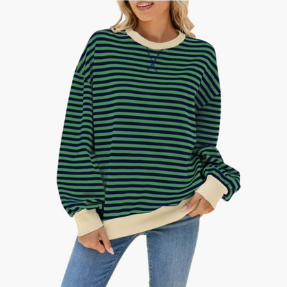 Relaxed Fit Women's Stripe Sweatshirt – Soft Long Sleeve Top