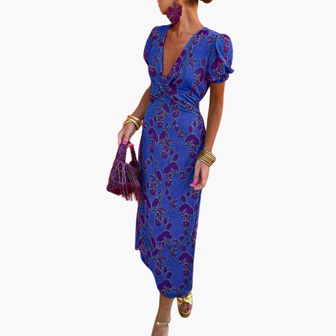 Chic V-Neck Floral Summer Dress for Women