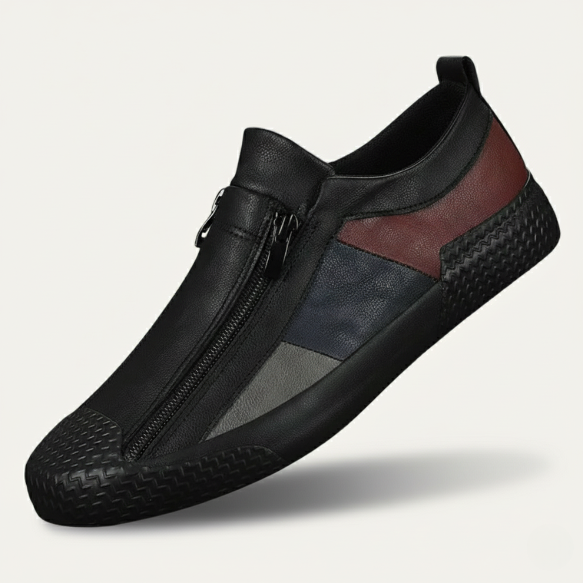 Premium Men's Leather Zip Sneakers