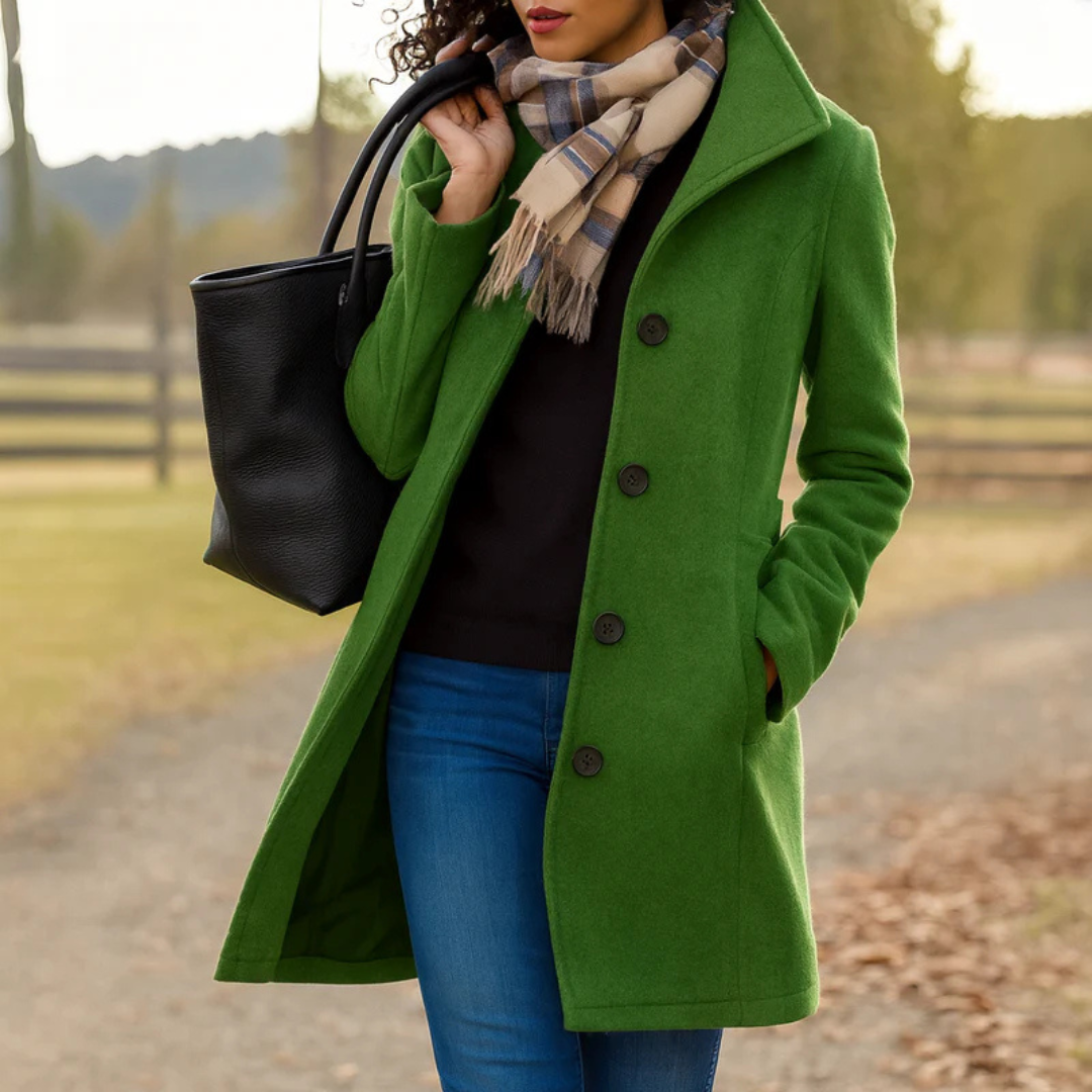 Ladies Classic Long Button Coat