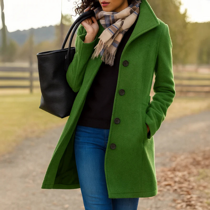 Ladies Classic Long Button Coat