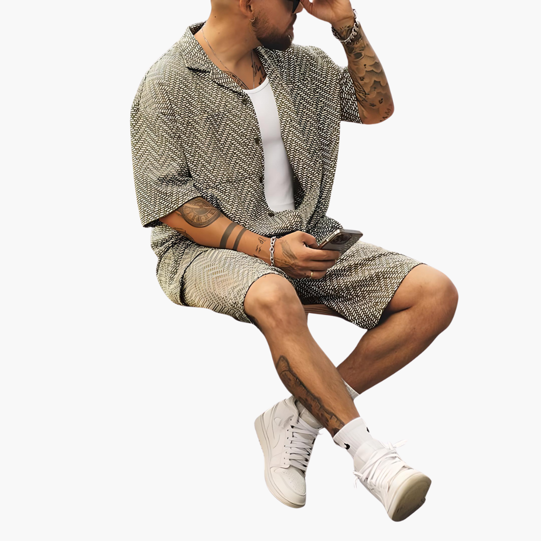 Men's Casual Short Sleeve Shirt Set