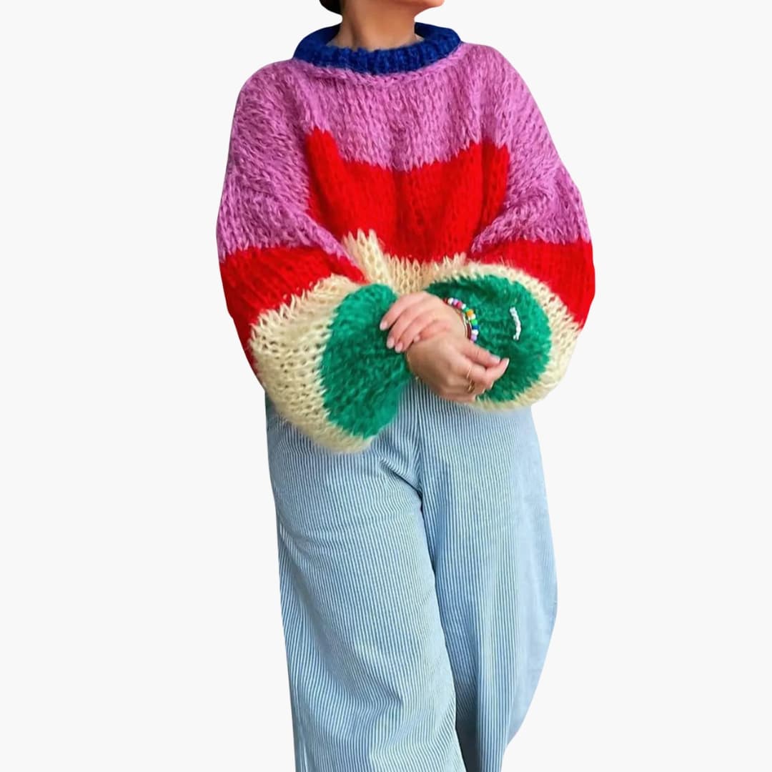 Women's Cozy Striped Crew Neck Sweater