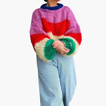 Women's Cozy Striped Crew Neck Sweater