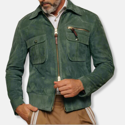 Classic Fit Collar Leather Jacket
