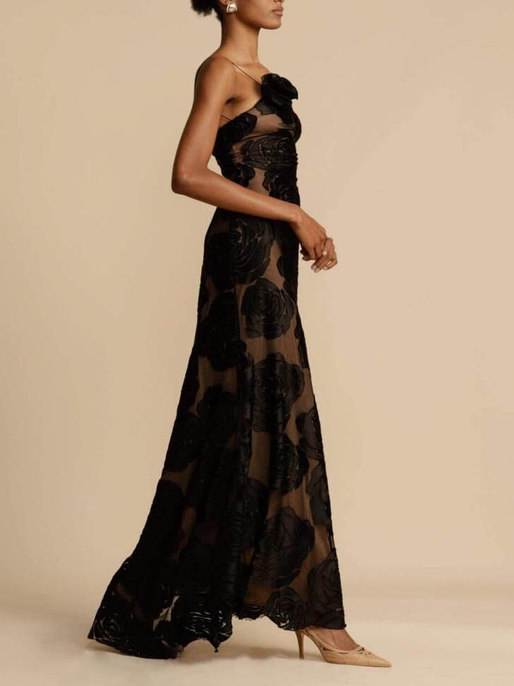 Elegant Floral Floor Length Wedding Dress