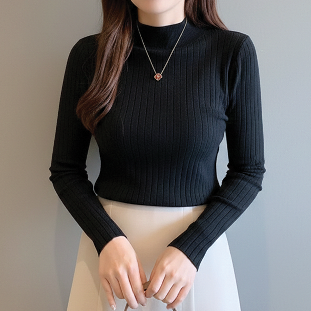 Textured Crew Neck Sweater Top