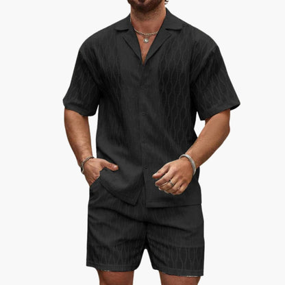 Breathable Summer Mens Shorts Shirt Set