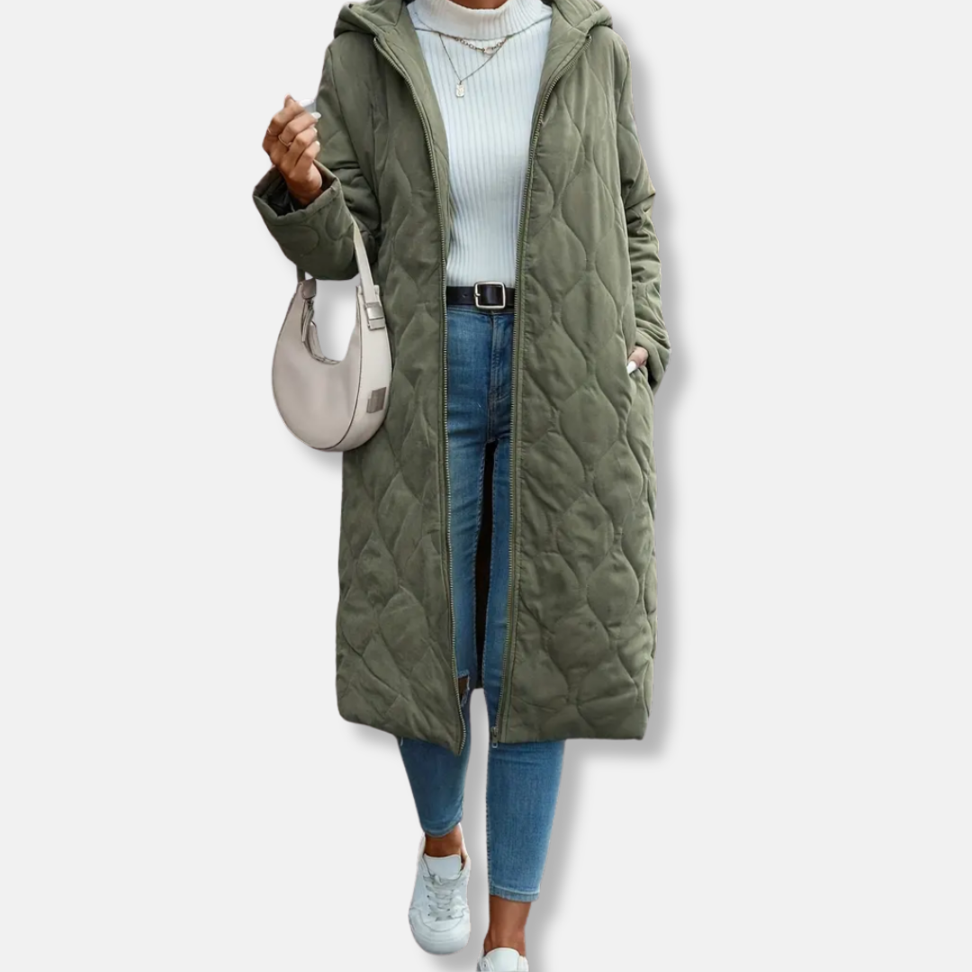 Warm Padded Parka Jacket | Long Zip Up Coat