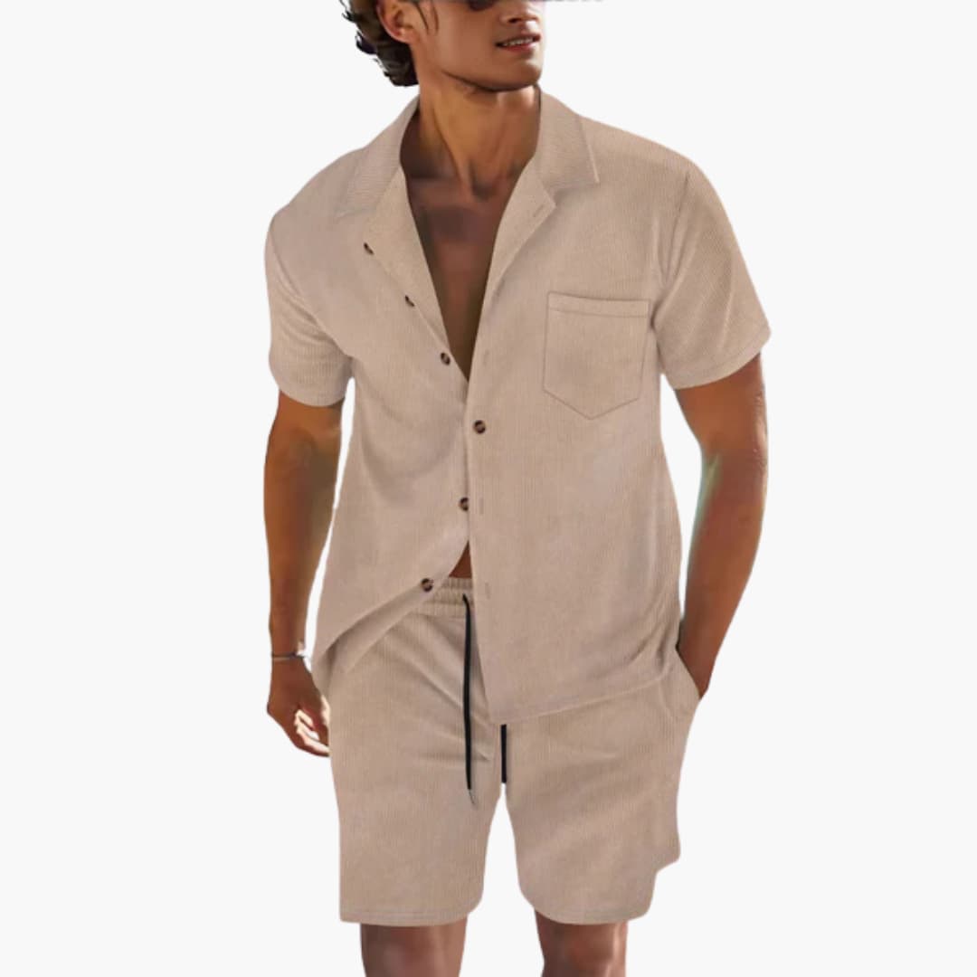 Men's Casual Shorts Set with Short Sleeve Top - Olytrend