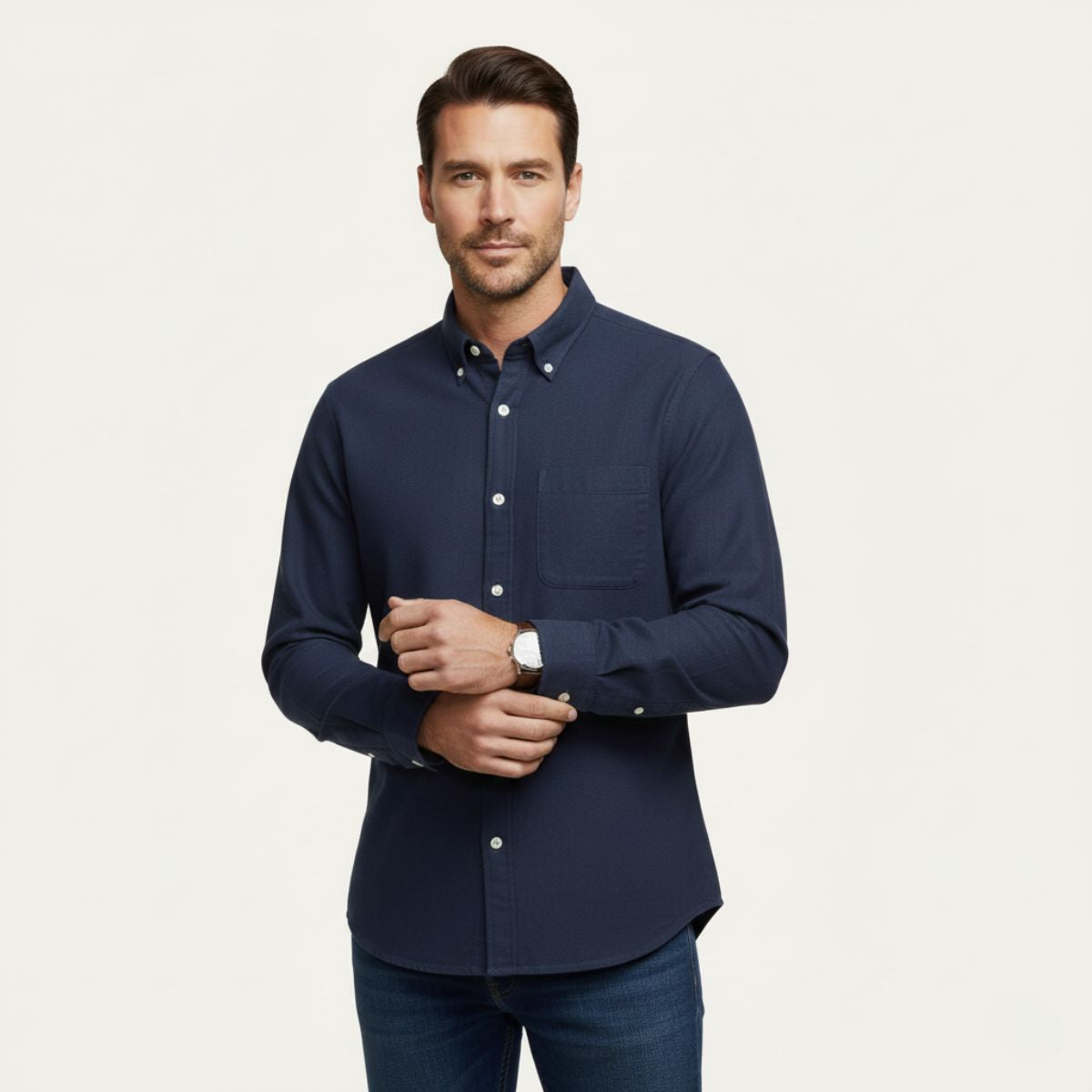 Relaxed Fit Blue Jeans Shirt for Men