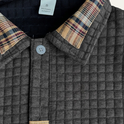 Classic Men's Relaxed Fit Waffle Polo Sweater