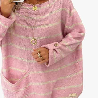 Ladies' Crew Neck Sweater with Front Pouch