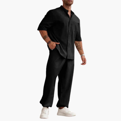 Summer Mens Shorts Sleeve Shirt and Pants Set - Olytrend