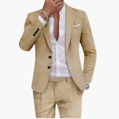 Classic Cotton Mens Suit with Jacket and Trousers