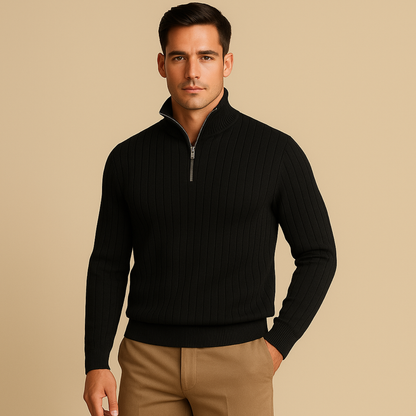 Classic Textured Zip Up Sweater for Men