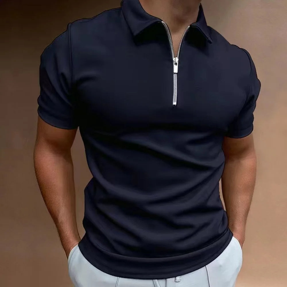 Classic Zip Neck Polo Shirt Everyday Style