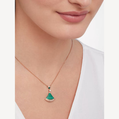 Luxury Green Agate Silver Gold Plated Necklace