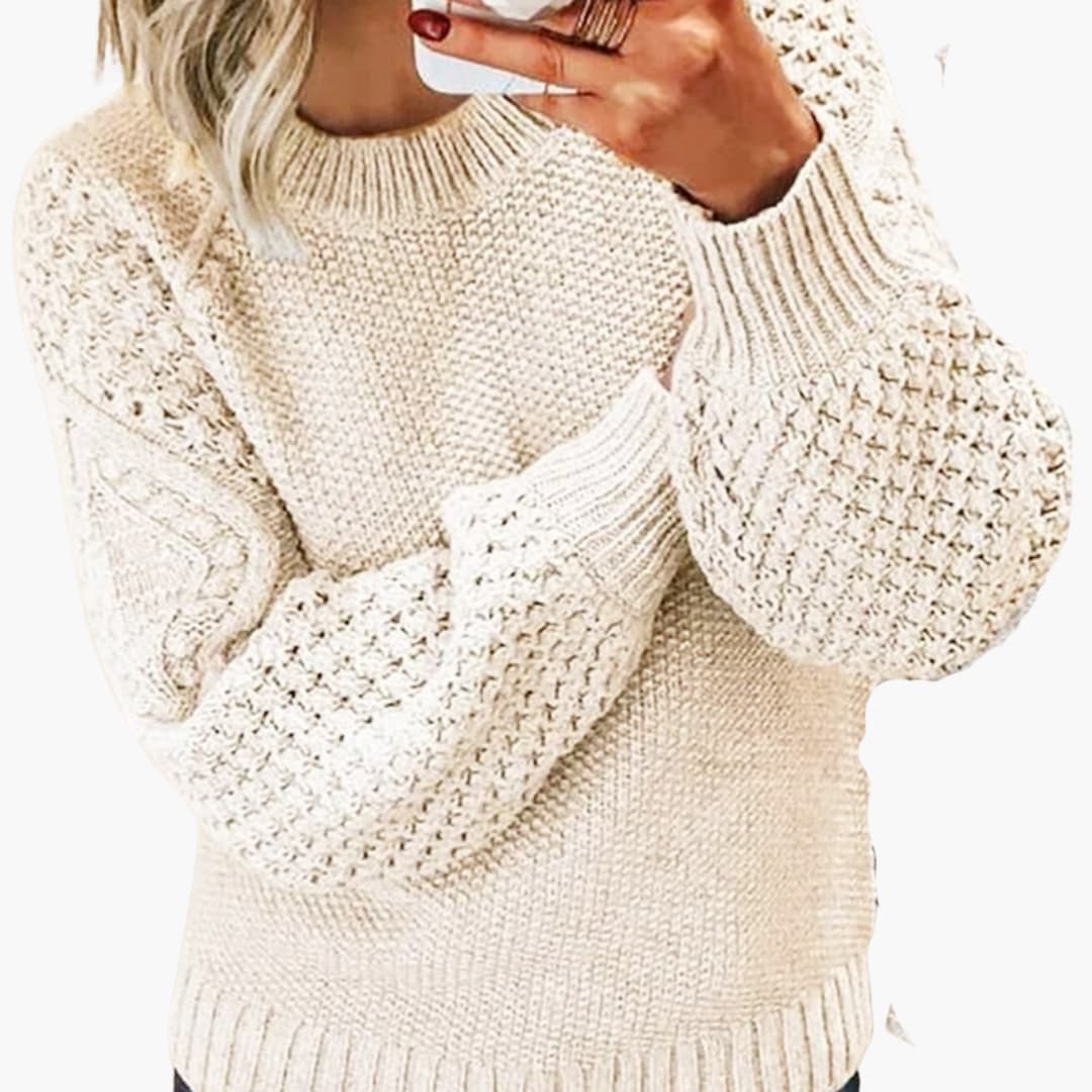 Fitted Ladies Crew Neck Pullover Sweater - Olytrend