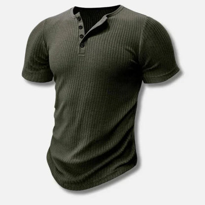 Fitted Mens Henley Tee with Button Front