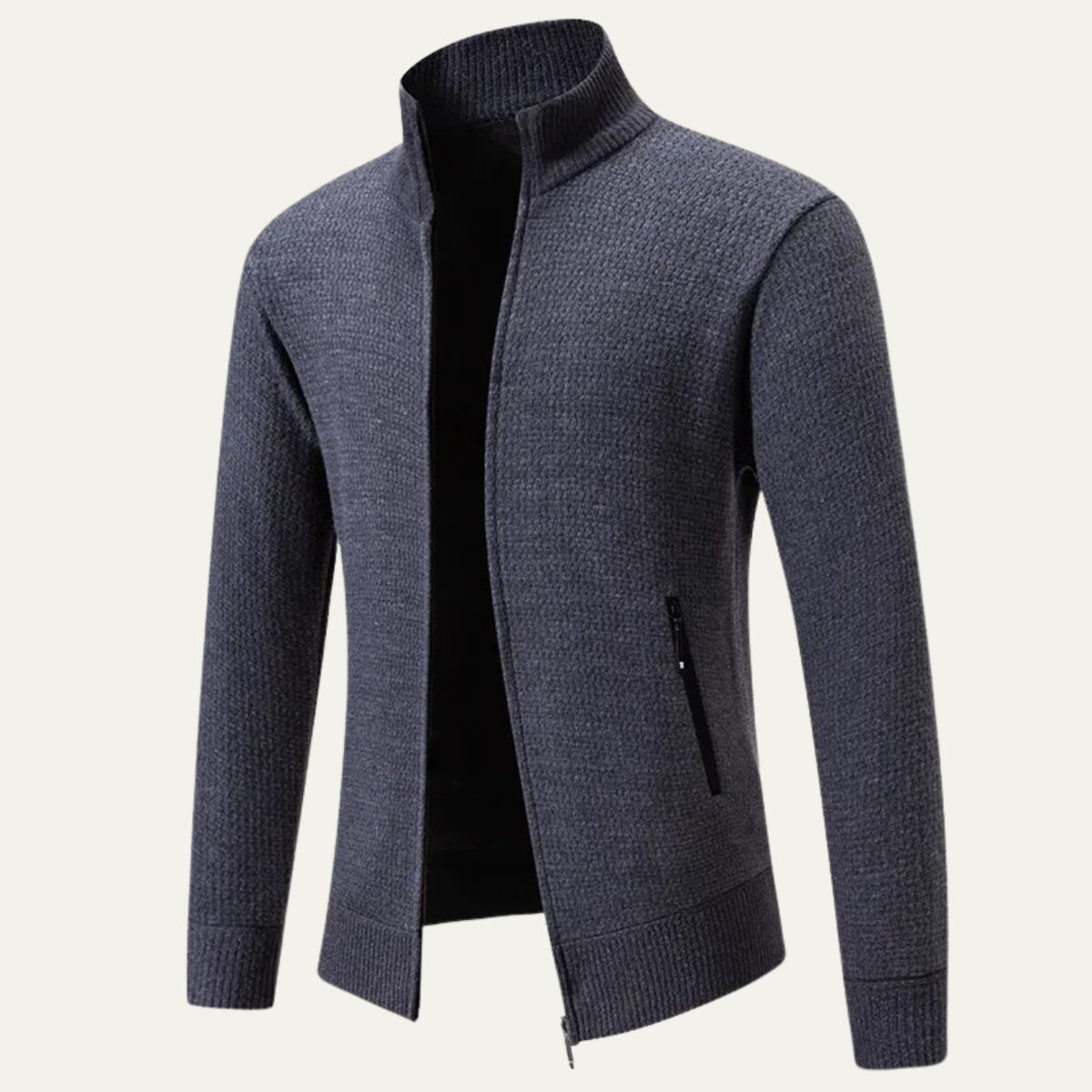 Relaxed Fit Men's Knit Zip Up Cardigan Sweater