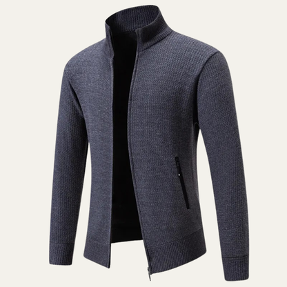 Relaxed Fit Men's Knit Zip Up Cardigan Sweater